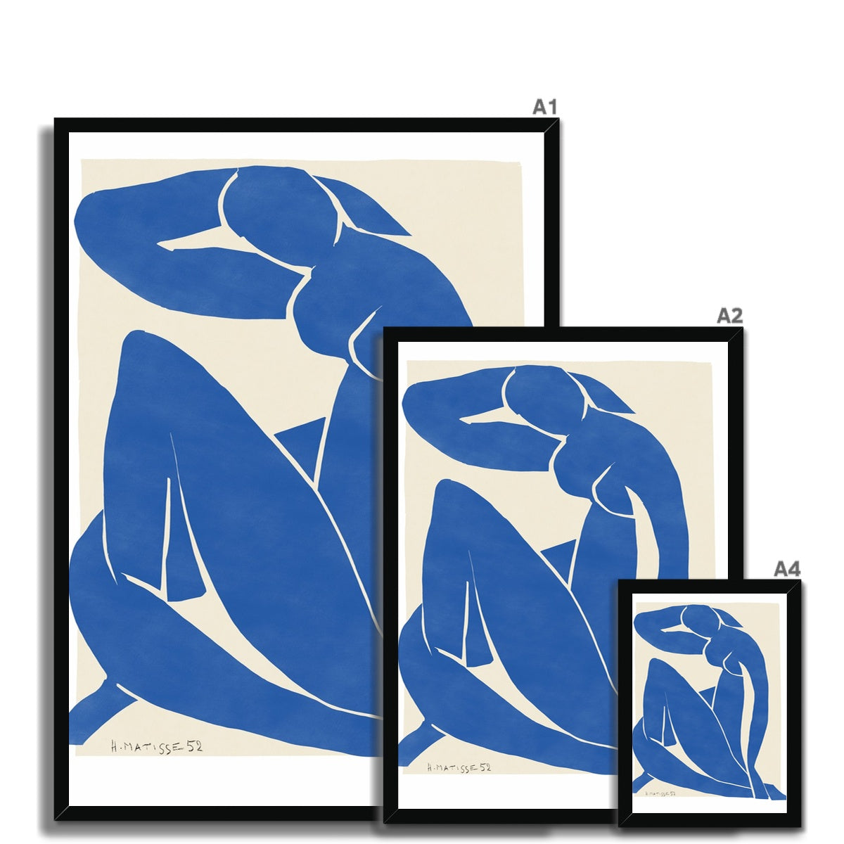 © les muses / Matisse wall art prints featuring nude figure cut outs or "Papiers Découpés" in a danish pastel style. Matisse exhibition posters with paper cut-outs. Berggruen & Cie museum prints for your gallery wall.