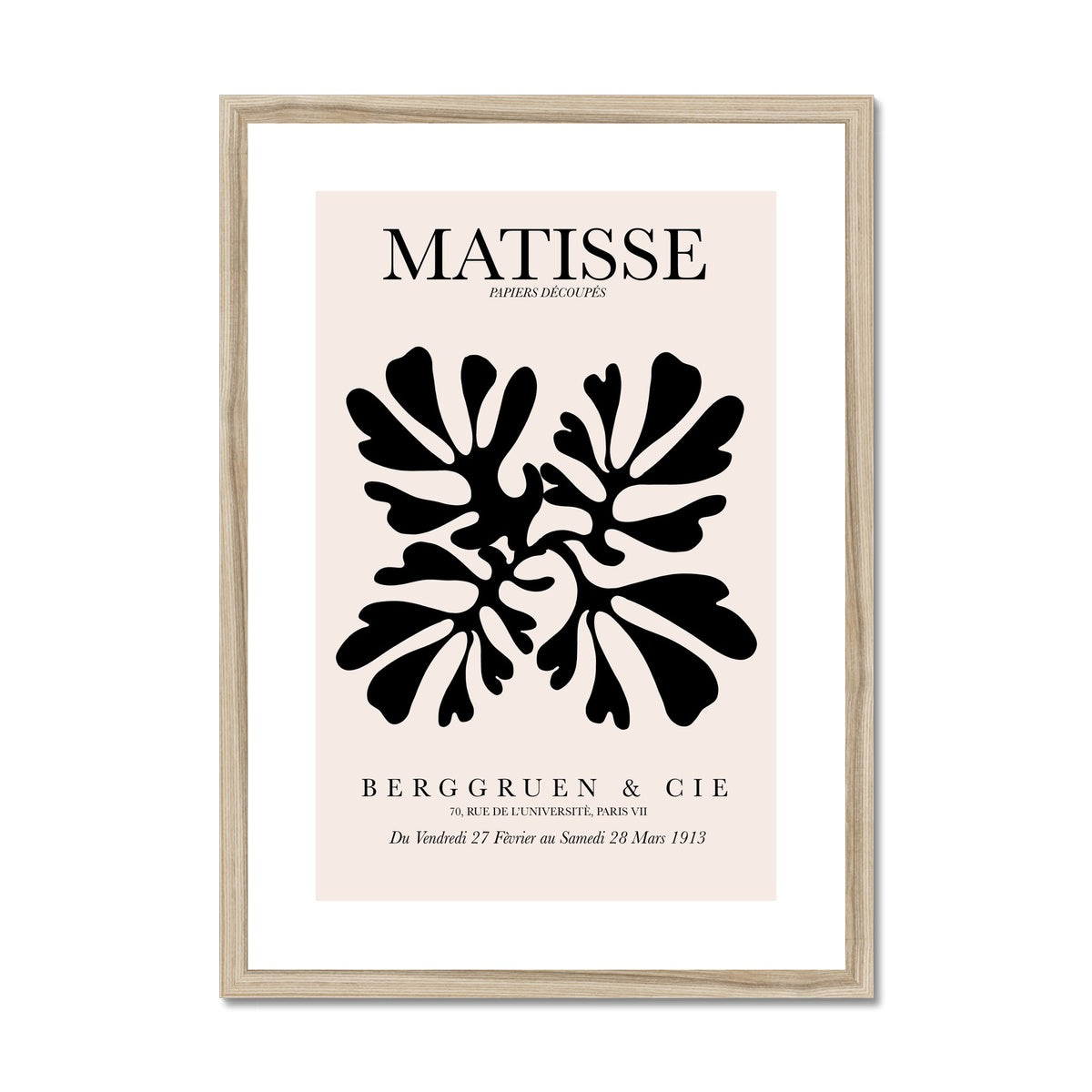 © les muses / Matisse wall art prints featuring flora cut outs or "Papiers Découpés" in a danish pastel style. Matisse exhibition posters with paper cut-outs. Berggruen & Cie museum prints for your gallery wall.