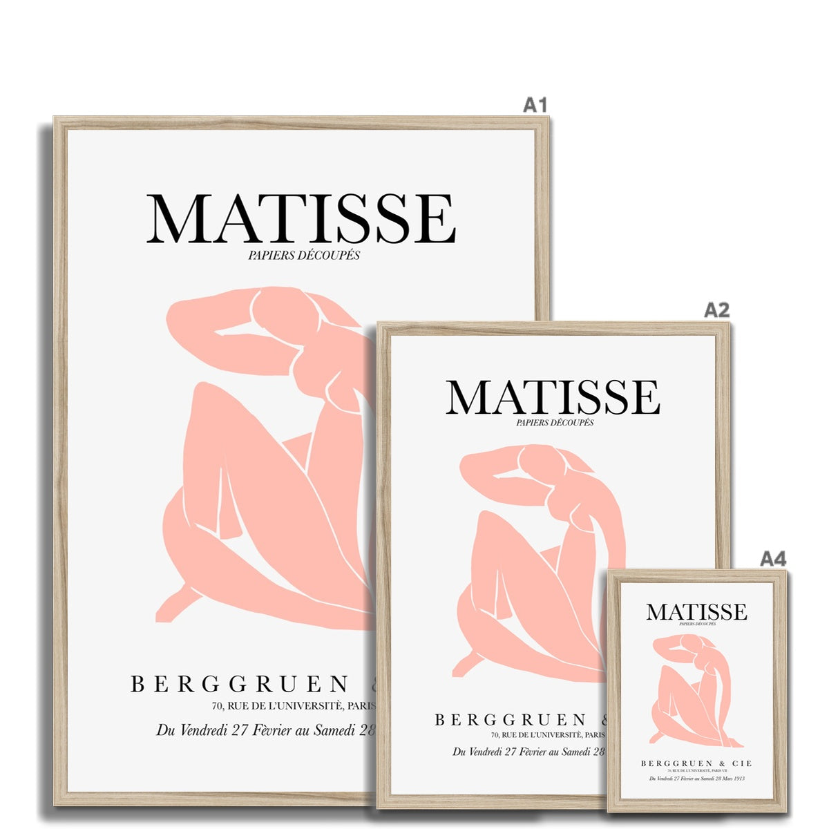 © les muses / Matisse wall art prints featuring nude figure cut outs or "Papiers Découpés" in a danish pastel style. Matisse exhibition posters with paper cut-outs. Berggruen & Cie museum prints for your gallery wall.