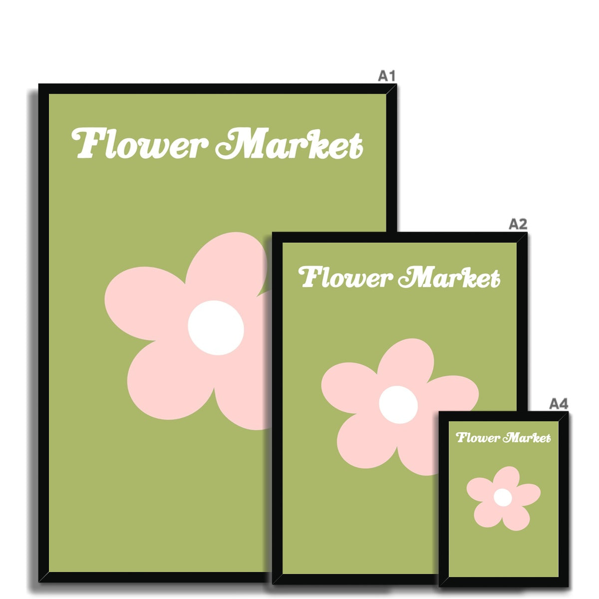 © les muses / Our Flower Market / Daisy collection features wall art with retro daisy designs under original hand drawn typography. Danish pastel posters full of daisies to brighten up any gallery wall. 