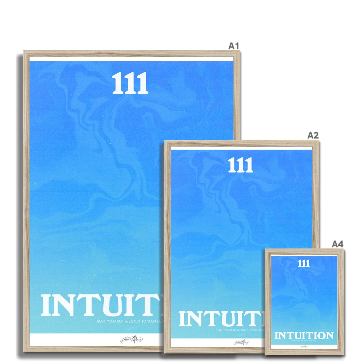 An angel number art print with a gradient aura. Add a touch of angel energy to your walls with a angel number auras. The perfect wall art posters to create a soft and dreamy aesthetic with your apartment or dorm decor. 111 Intuition: Trust Your Gut & Listen To Your Heart