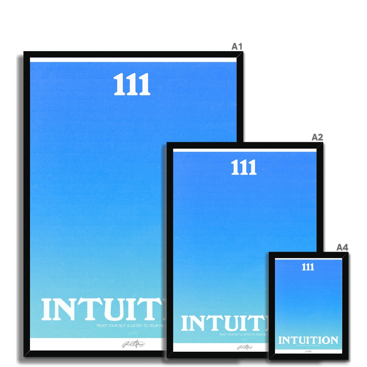 An angel number art print with a gradient aura. Add a touch of angel energy to your walls with a angel number auras. The perfect wall art posters to create a soft and dreamy aesthetic with your apartment or dorm decor. 111 Intuition: Trust Your Gut & Listen To Your Heart