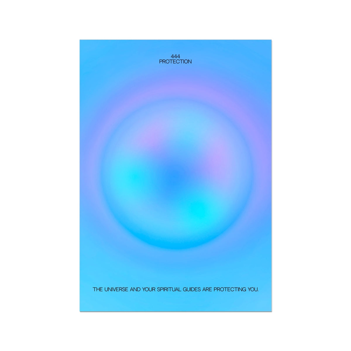 An angel number art print with a gradient aura. Add a touch of angel energy to your walls with a angel number auras. The perfect wall art posters to create a soft and dreamy aesthetic with your apartment or dorm decor. 444 Protection: The Universe And Your Spiritual Guides Are Protecting You.