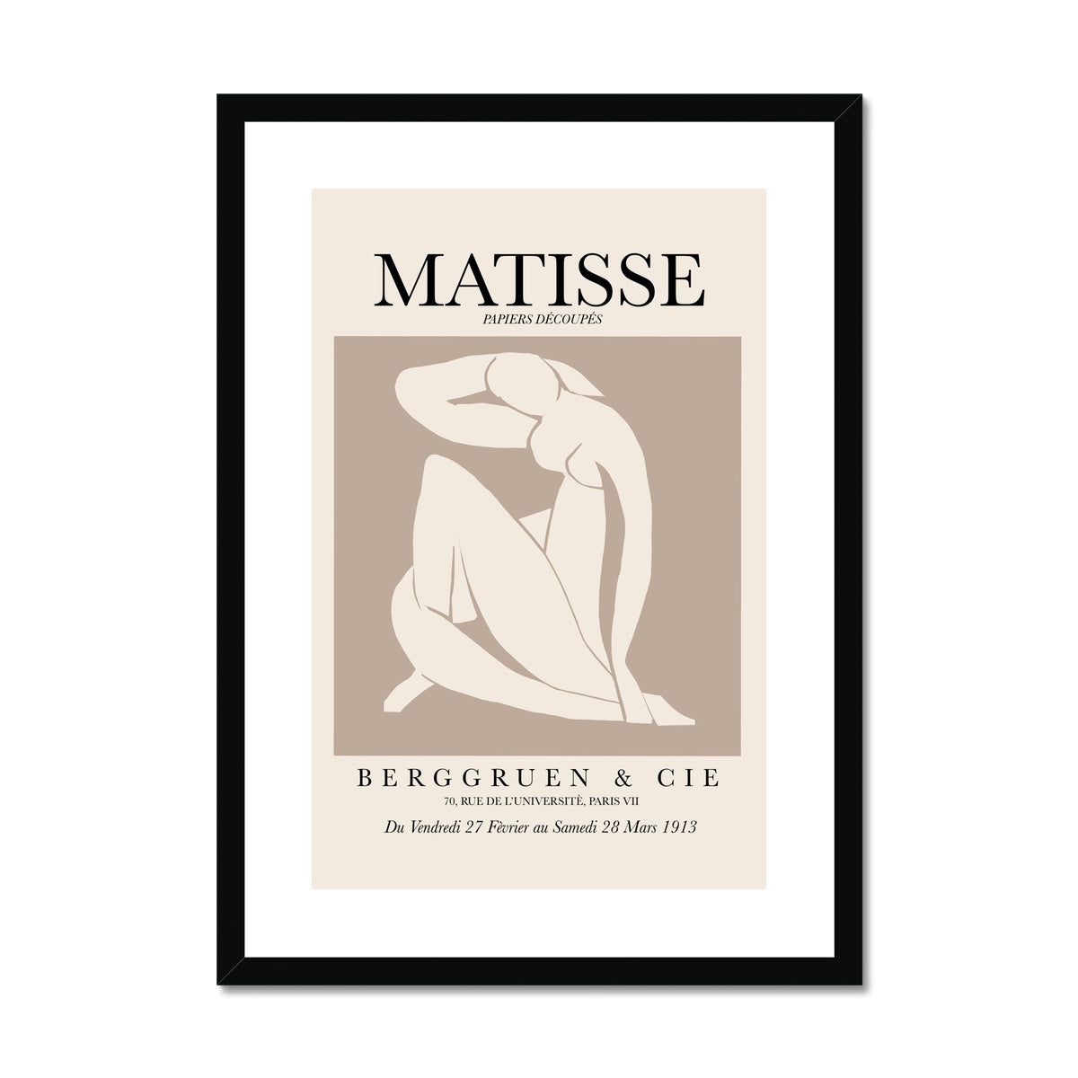 © les muses / Matisse wall art prints featuring nude figure cut outs or "Papiers Découpés" in a danish pastel style. Matisse exhibition posters with paper cut-outs. Berggruen & Cie museum prints for your gallery wall.