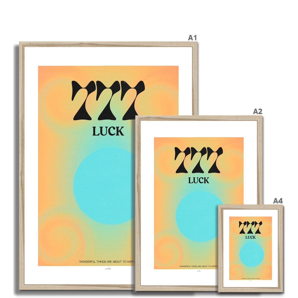 An angel number art print with a gradient aura. Add a touch of angel energy to your walls with a angel number auras. The perfect wall art posters to create a soft and dreamy aesthetic with your apartment or dorm decor. 777 Luck: Wonderful Things Are About To Happen