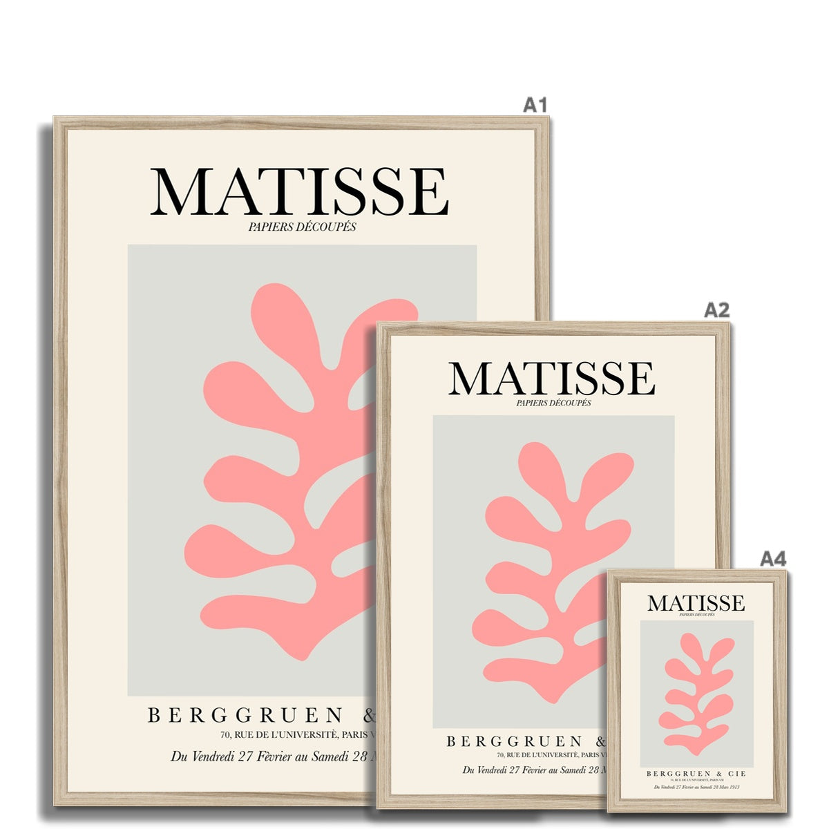 © les muses / Matisse wall art prints featuring flora cut outs or "Papiers Découpés" in a danish pastel style. Matisse exhibition posters with paper cut-outs. Berggruen & Cie museum prints for your gallery wall.