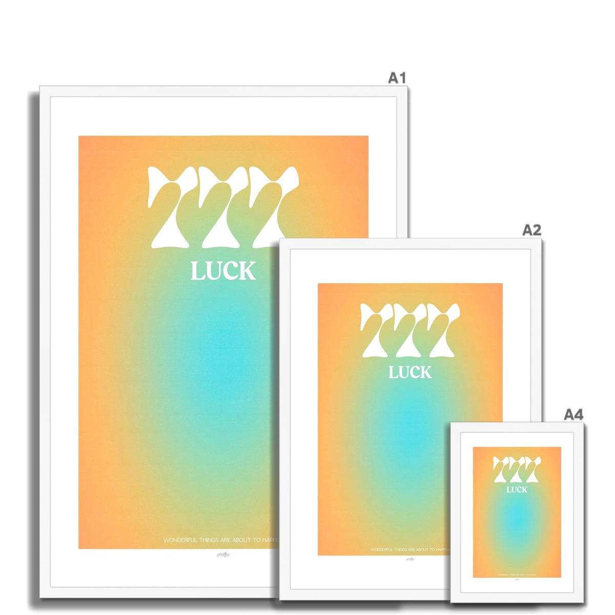 An angel number art print with a gradient aura. Add a touch of angel energy to your walls with a angel number auras. The perfect wall art posters to create a soft and dreamy aesthetic with your apartment or dorm decor. 777 Luck: Wonderful Things Are About To Happen