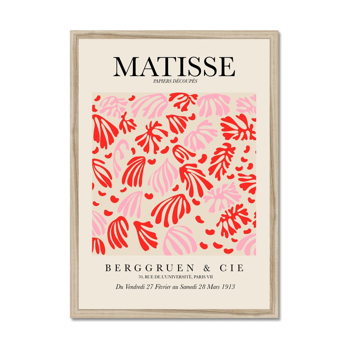 © les muses / Matisse wall art prints featuring flora cut outs or "Papiers Découpés" in a danish pastel style. Matisse exhibition posters with paper cut-outs. Berggruen & Cie museum prints for your gallery wall.