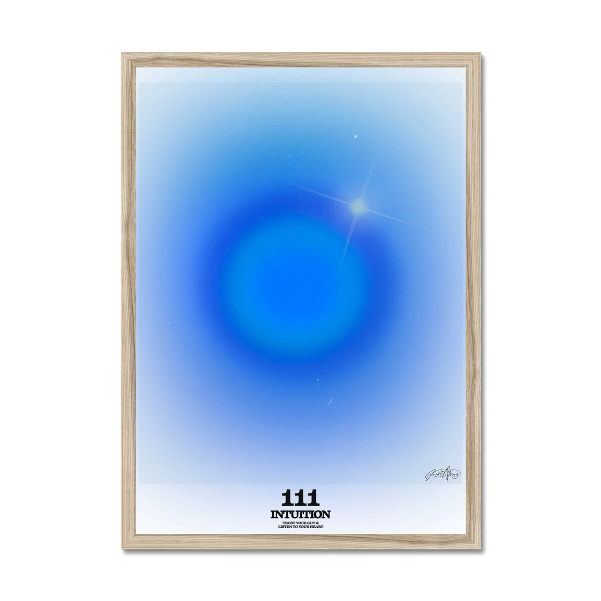 An angel number art print with a gradient aura. Add a touch of angel energy to your walls with a angel number auras. The perfect wall art posters to create a soft and dreamy aesthetic with your apartment or dorm decor. 111 Intuition: Trust Your Gut & Listen To Your Heart