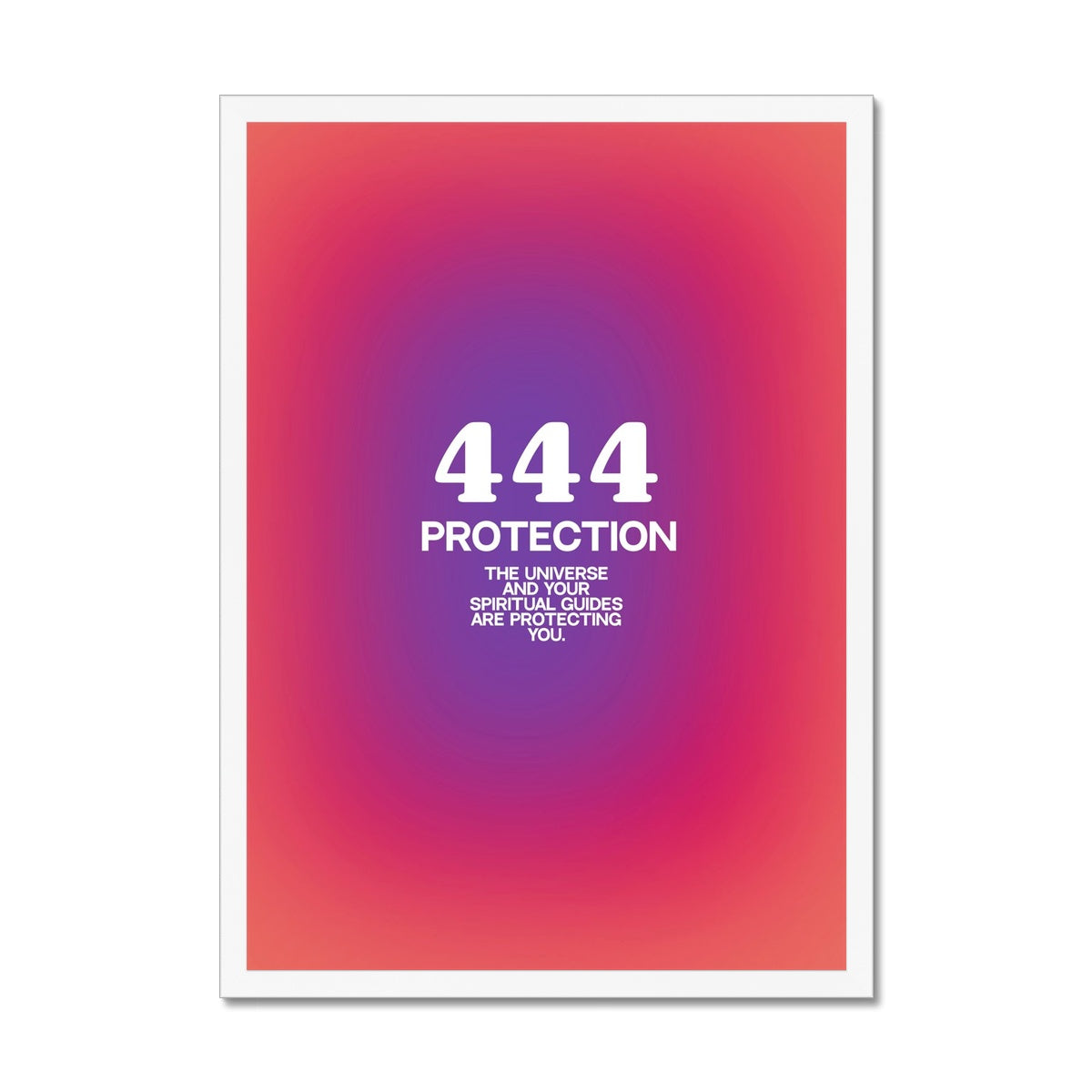 An angel number art print with a gradient aura. Add a touch of angel energy to your walls with a angel number auras. The perfect wall art posters to create a soft and dreamy aesthetic with your apartment or dorm decor. 444 Protection: The Universe And Your Spiritual Guides Are Protecting You.