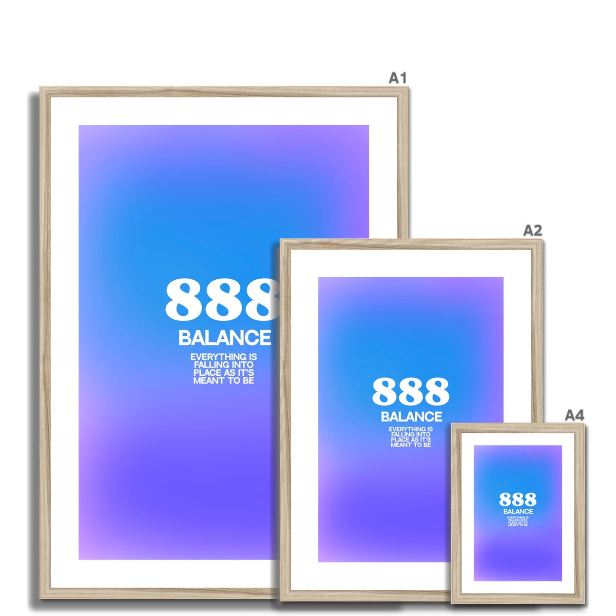 An angel number art print with a gradient aura. Add a touch of angel energy to your walls with a angel number auras. The perfect wall art posters to create a soft and dreamy aesthetic with your apartment or dorm decor. 888 Balance: Everything Is Falling Into Place As It’s Meant To Be.