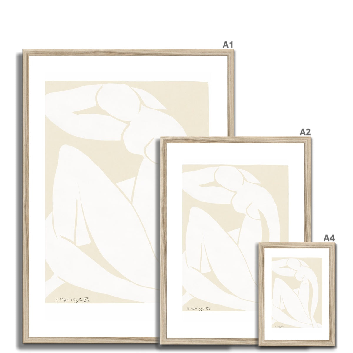 © les muses / Matisse wall art prints featuring nude figure cut outs or "Papiers Découpés" in a danish pastel style. Matisse exhibition posters with paper cut-outs. Berggruen & Cie museum prints for your gallery wall.