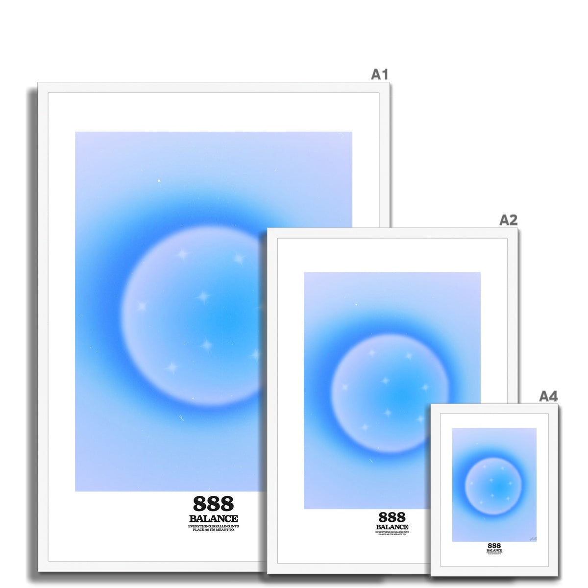 An angel number art print with a gradient aura. Add a touch of angel energy to your walls with a angel number auras. The perfect wall art posters to create a soft and dreamy aesthetic with your apartment or dorm decor. 888 Balance: Everything Is Falling Into Place As It’s Meant To Be.