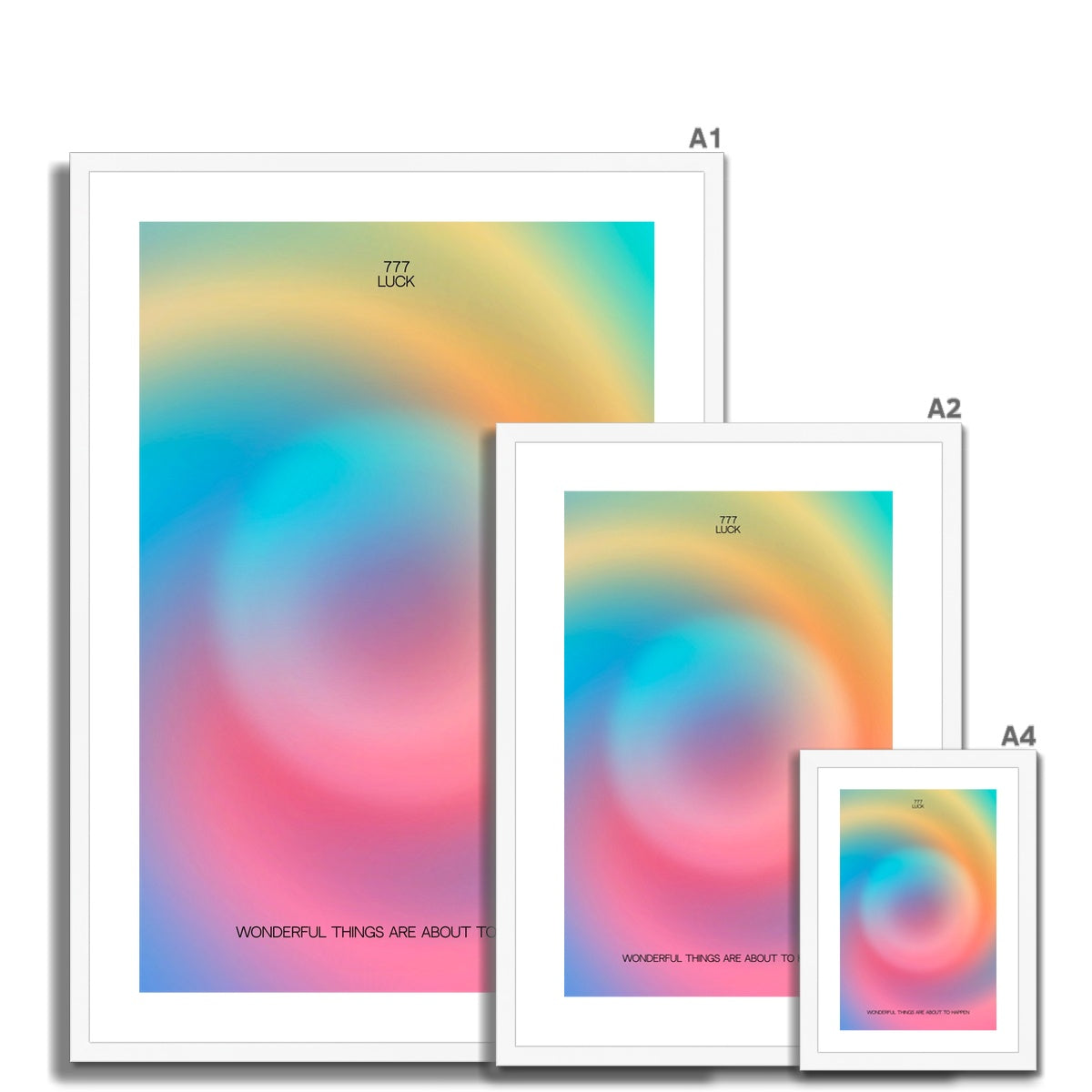 An angel number art print with a gradient aura. Add a touch of angel energy to your walls with a angel number auras. The perfect wall art posters to create a soft and dreamy aesthetic with your apartment or dorm decor. 777 Luck: Wonderful Things Are About To Happen