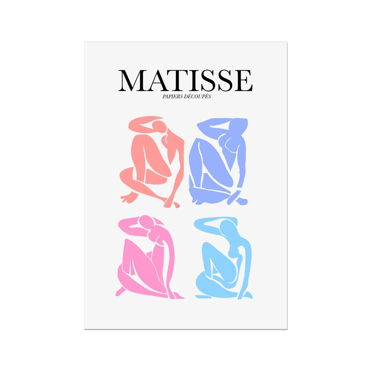 © les muses / Matisse wall art prints featuring nude figure cut outs or "Papiers Découpés" in a danish pastel style. Matisse exhibition posters with paper cut-outs. Berggruen & Cie museum prints for your gallery wall.