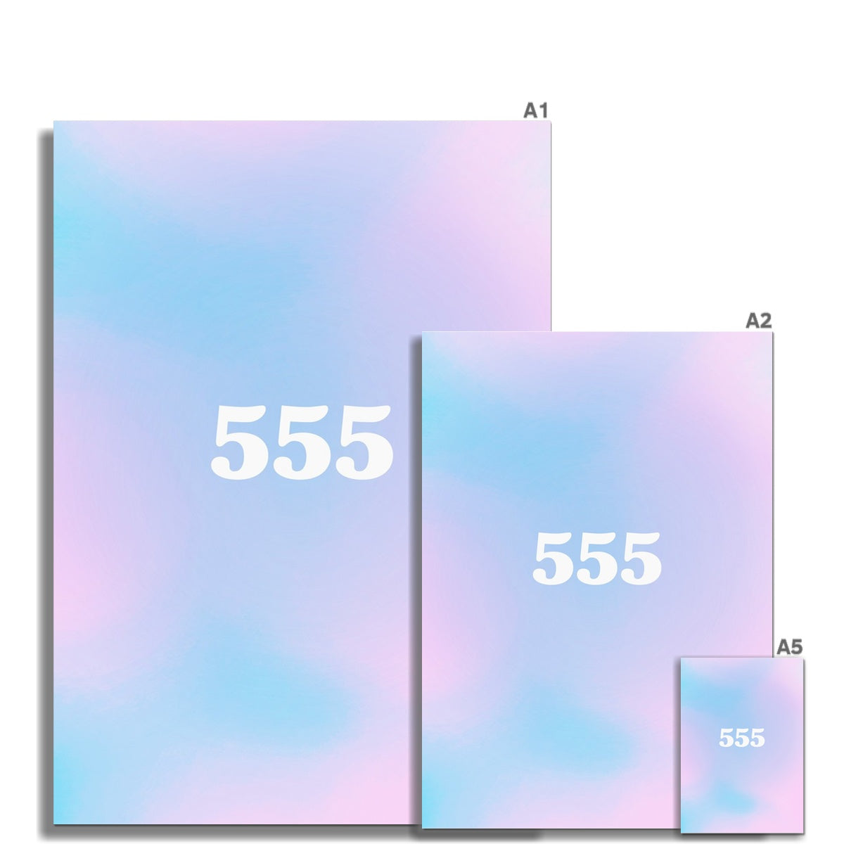 An angel number art print with a gradient aura. Add a touch of angel energy to your walls with a angel number auras. The perfect wall art posters to create a soft and dreamy aesthetic with your apartment or dorm decor. 555 Change: Something New Is Coming.