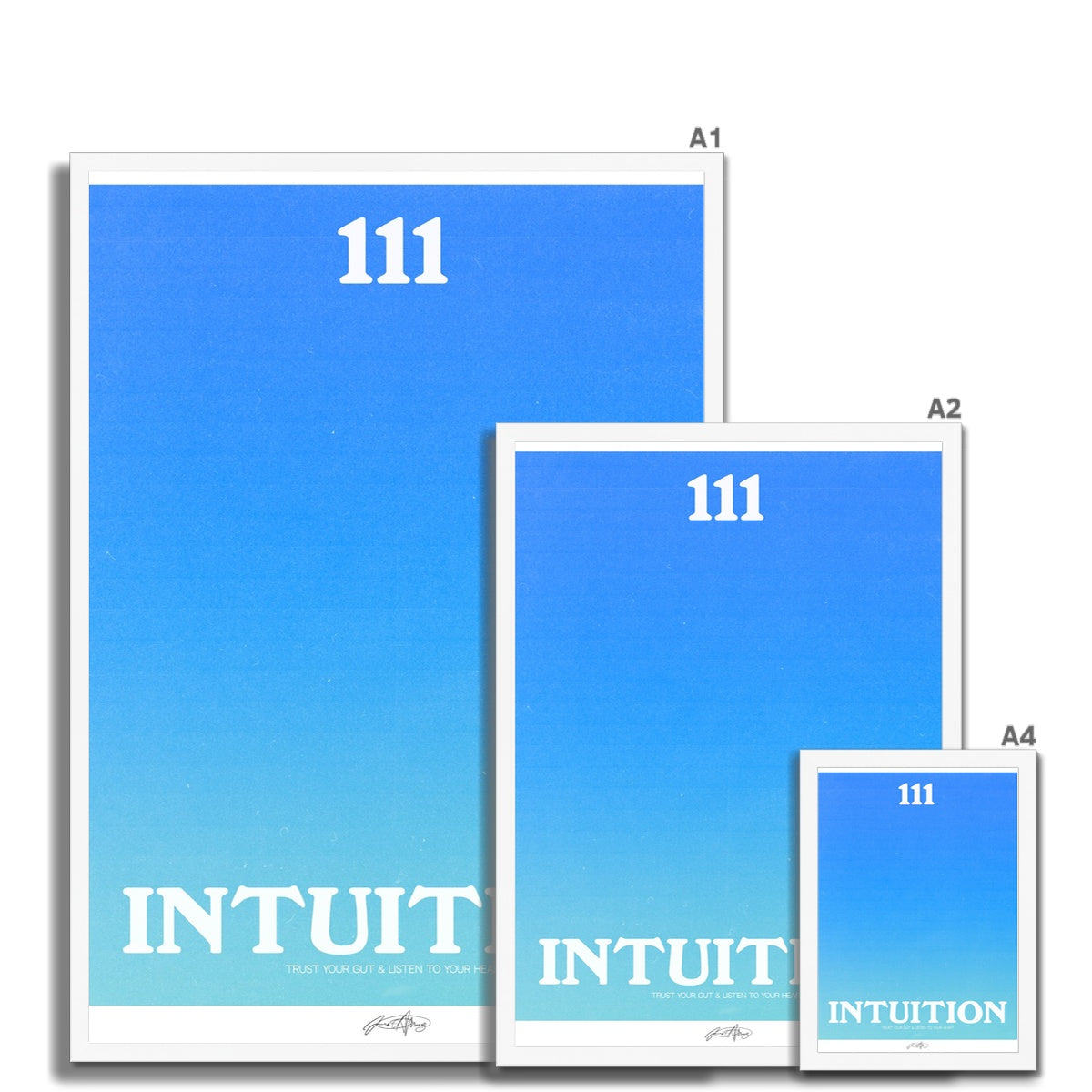 An angel number art print with a gradient aura. Add a touch of angel energy to your walls with a angel number auras. The perfect wall art posters to create a soft and dreamy aesthetic with your apartment or dorm decor. 111 Intuition: Trust Your Gut & Listen To Your Heart