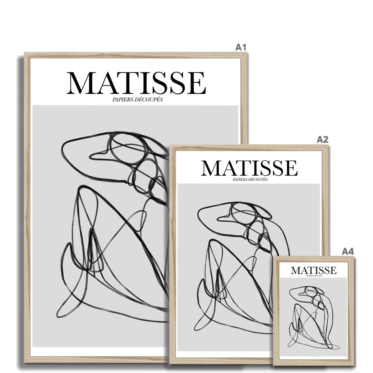 © les muses / Matisse wall art prints featuring nude figure line art or "Papiers Découpés" in a danish pastel style. Matisse exhibition posters with line art figures. Berggruen & Cie museum prints for your gallery wall. 