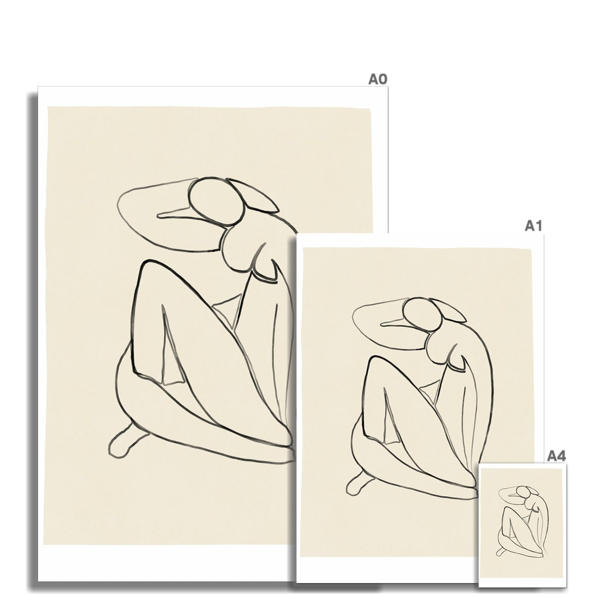 © les muses / Matisse wall art prints featuring nude figure cut outs or "Papiers Découpés" in a danish pastel style. Matisse exhibition posters with paper cut-outs. Berggruen & Cie museum prints for your gallery wall.