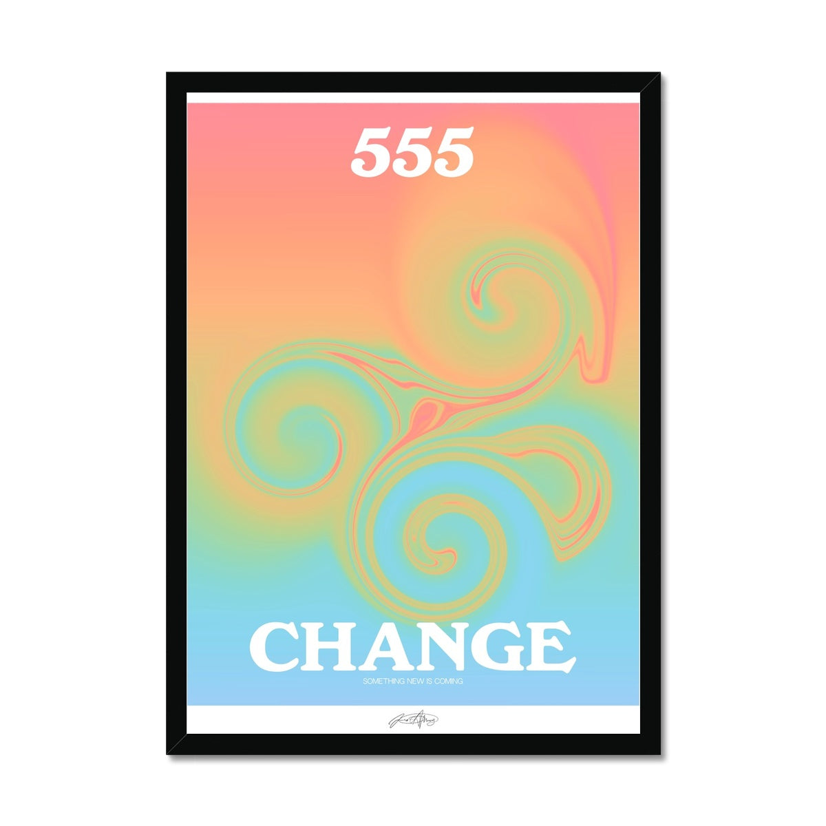 An angel number art print with a gradient aura. Add a touch of angel energy to your walls with a angel number auras. The perfect wall art posters to create a soft and dreamy aesthetic with your apartment or dorm decor. 555 Change: Something New Is Coming.