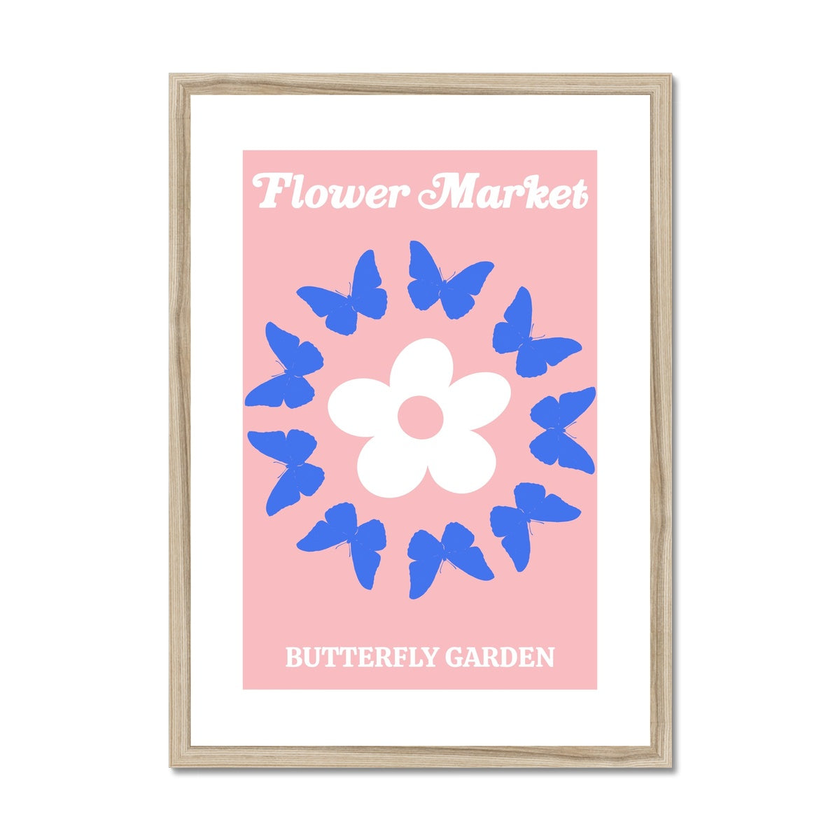 © les muses / Our Flower Market / Butterfly Garden collection features art prints with a retro daisy design and an illustration of butterflies under original hand drawn typography. The danish pastel
poster is an aesthetic addition to any gallery wall.