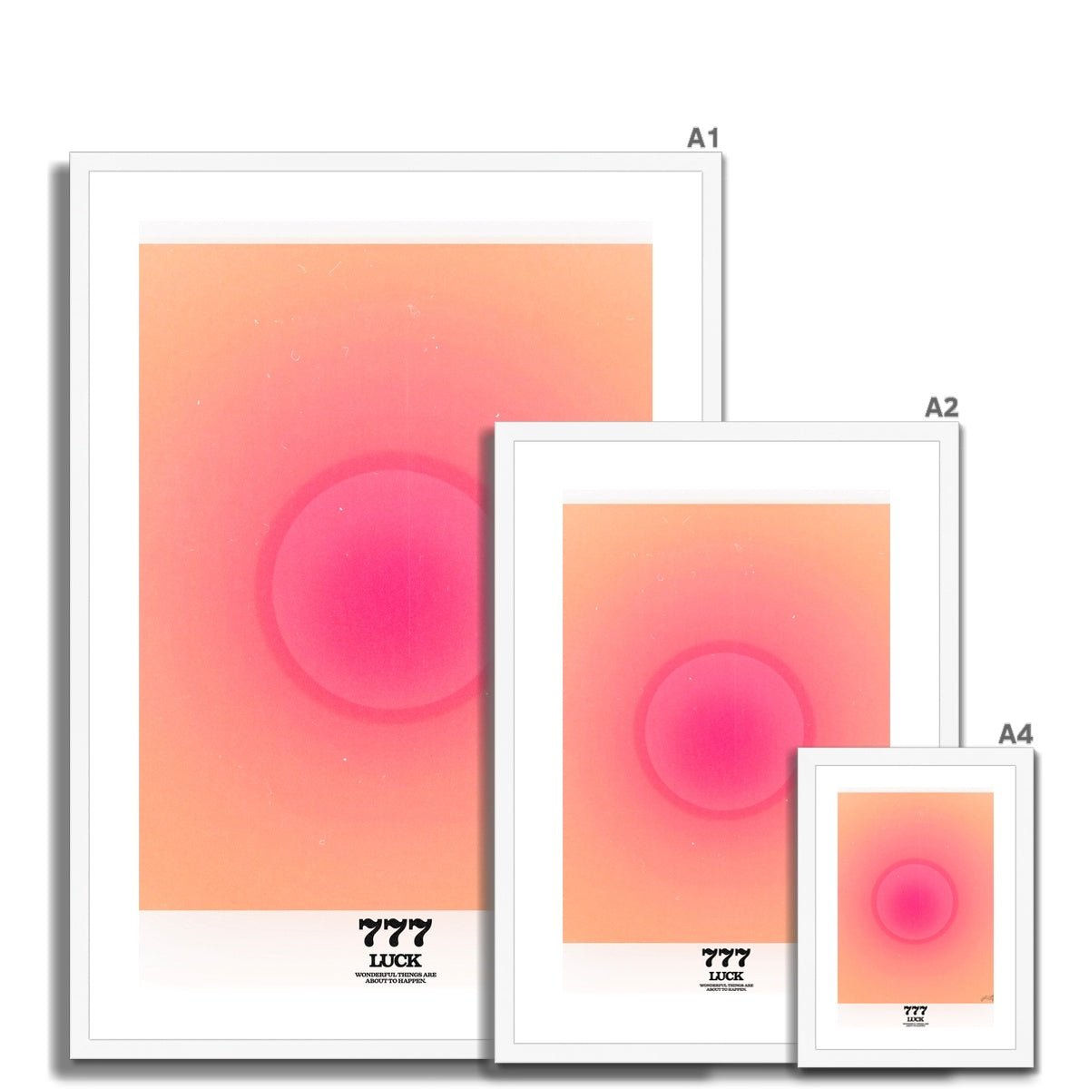 An angel number art print with a gradient aura. Add a touch of angel energy to your walls with a angel number auras. The perfect wall art posters to create a soft and dreamy aesthetic with your apartment or dorm decor. 777 Luck: Wonderful Things Are About To Happen