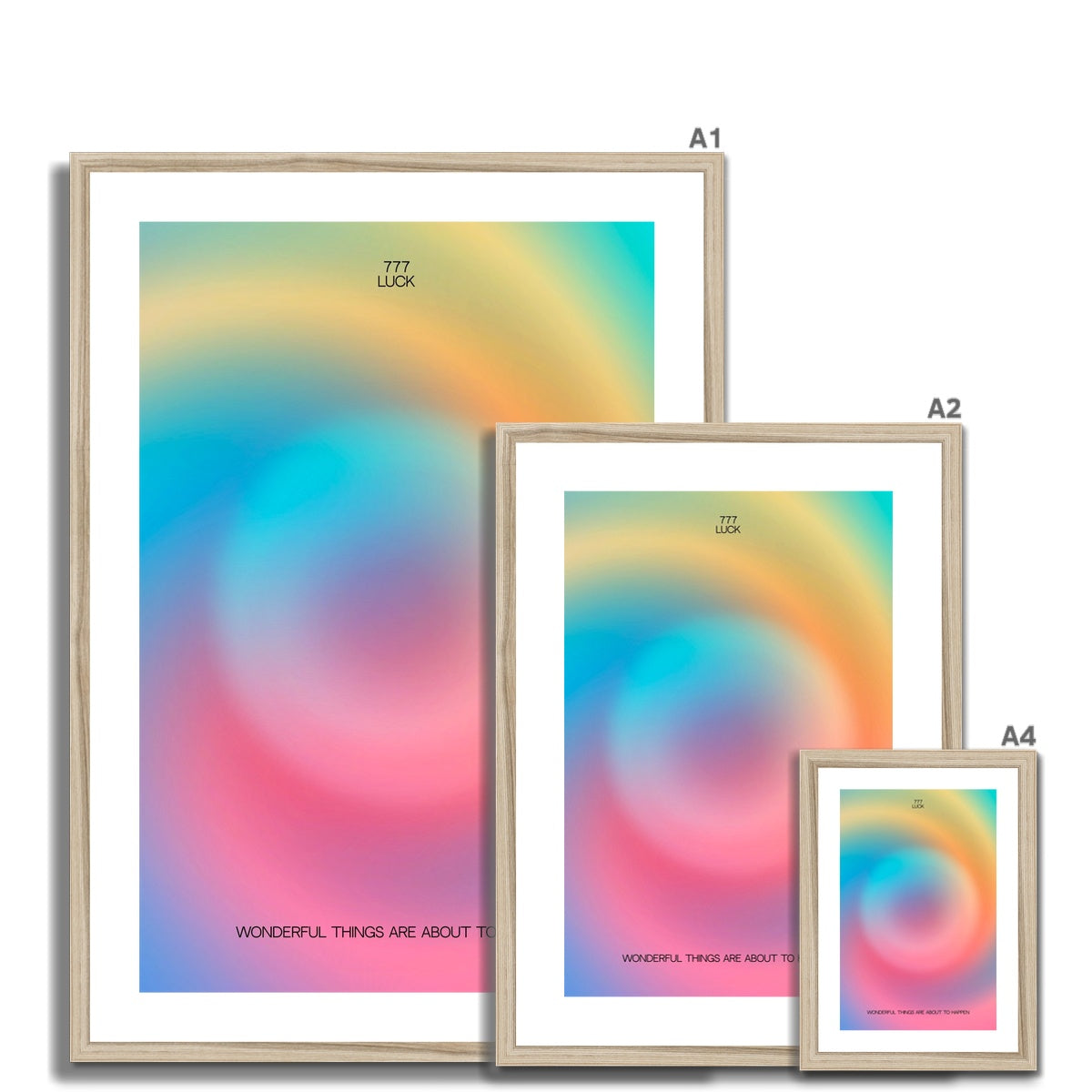 An angel number art print with a gradient aura. Add a touch of angel energy to your walls with a angel number auras. The perfect wall art posters to create a soft and dreamy aesthetic with your apartment or dorm decor. 777 Luck: Wonderful Things Are About To Happen