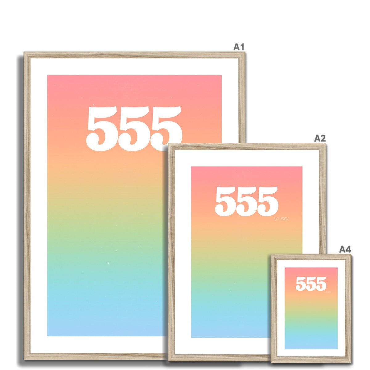 An angel number art print with a gradient aura. Add a touch of angel energy to your walls with a angel number auras. The perfect wall art posters to create a soft and dreamy aesthetic with your apartment or dorm decor. 555 Change: Something New Is Coming.