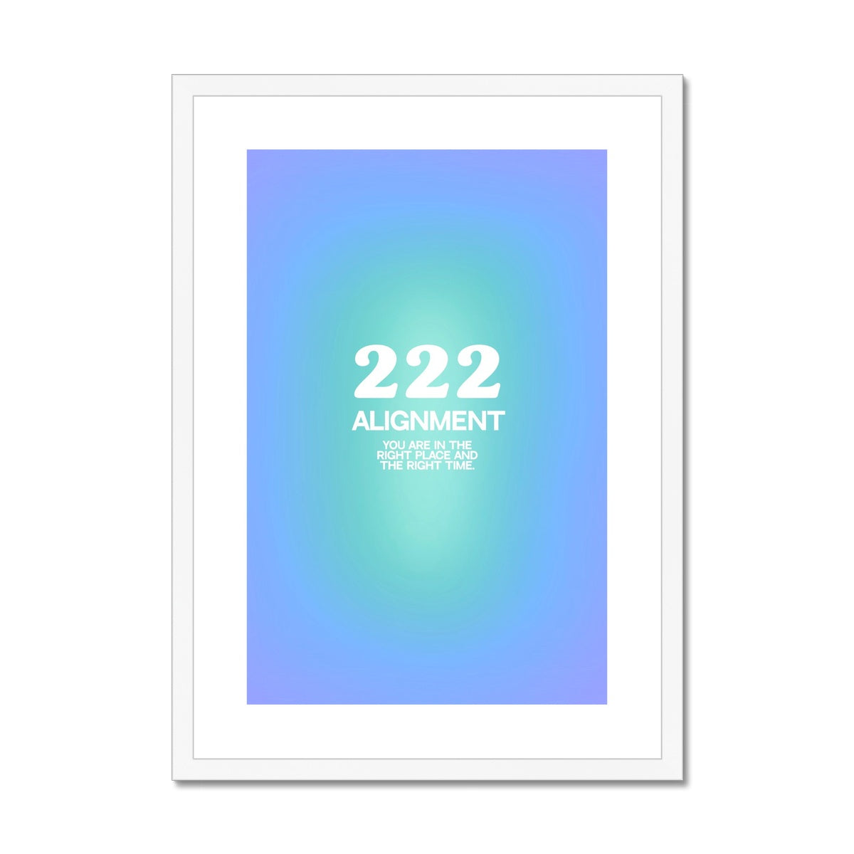 An angel number art print with a gradient aura. Add a touch of angel energy to your walls with a angel number auras. The perfect wall art posters to create a soft and dreamy aesthetic with your apartment or dorm decor. 222 Alignment: You Are In The Right Place And The Right Time.