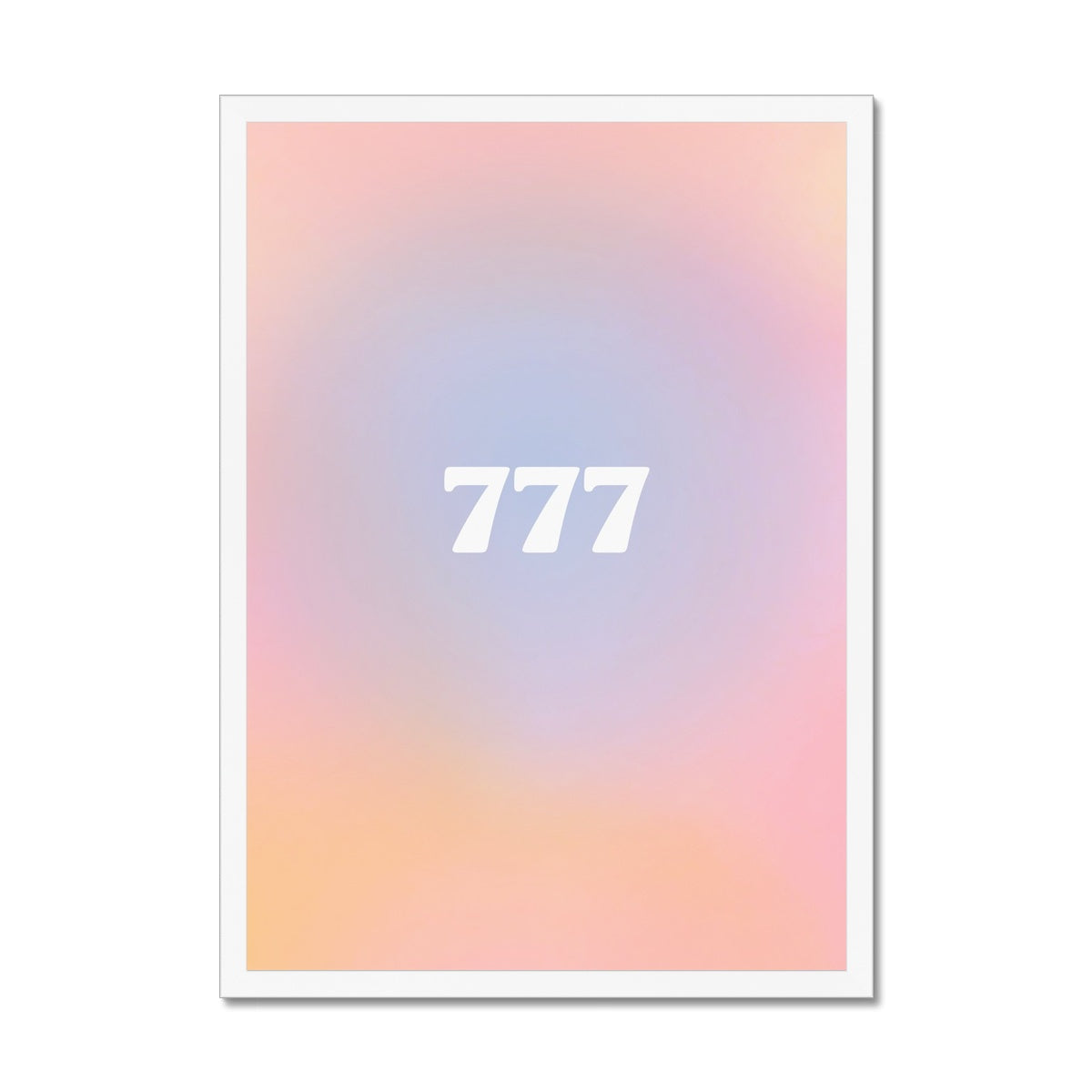 An angel number art print with a gradient aura. Add a touch of angel energy to your walls with a angel number auras. The perfect wall art posters to create a soft and dreamy aesthetic with your apartment or dorm decor. 777 Luck: Wonderful Things Are About To Happen