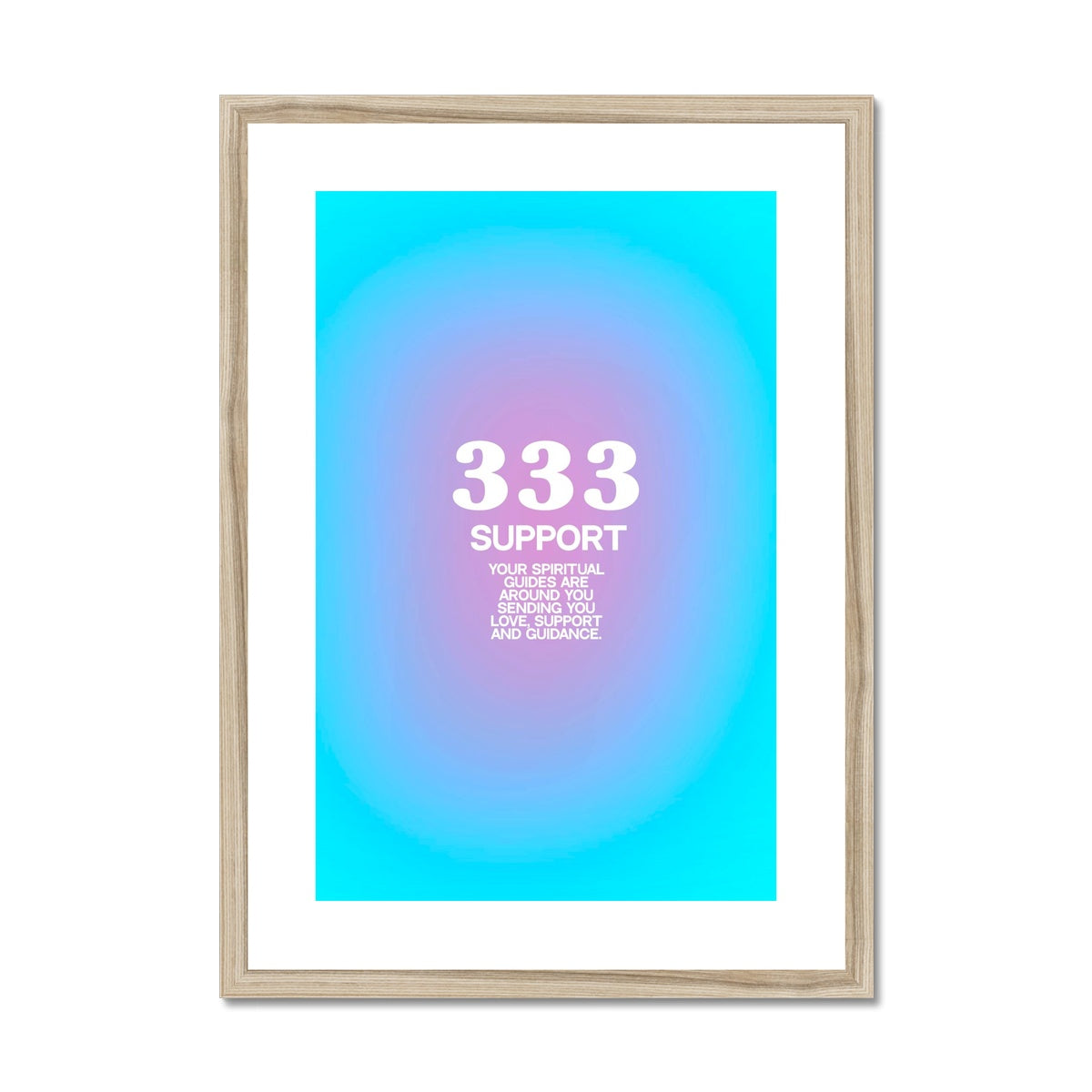 An angel number art print with a gradient aura. Add a touch of angel energy to your walls with a angel number auras. The perfect wall art posters to create a soft and dreamy aesthetic with your apartment or dorm decor. 333 Support: Your Spiritual Guides Are All Around You Sending You Love, Support And Guidance.