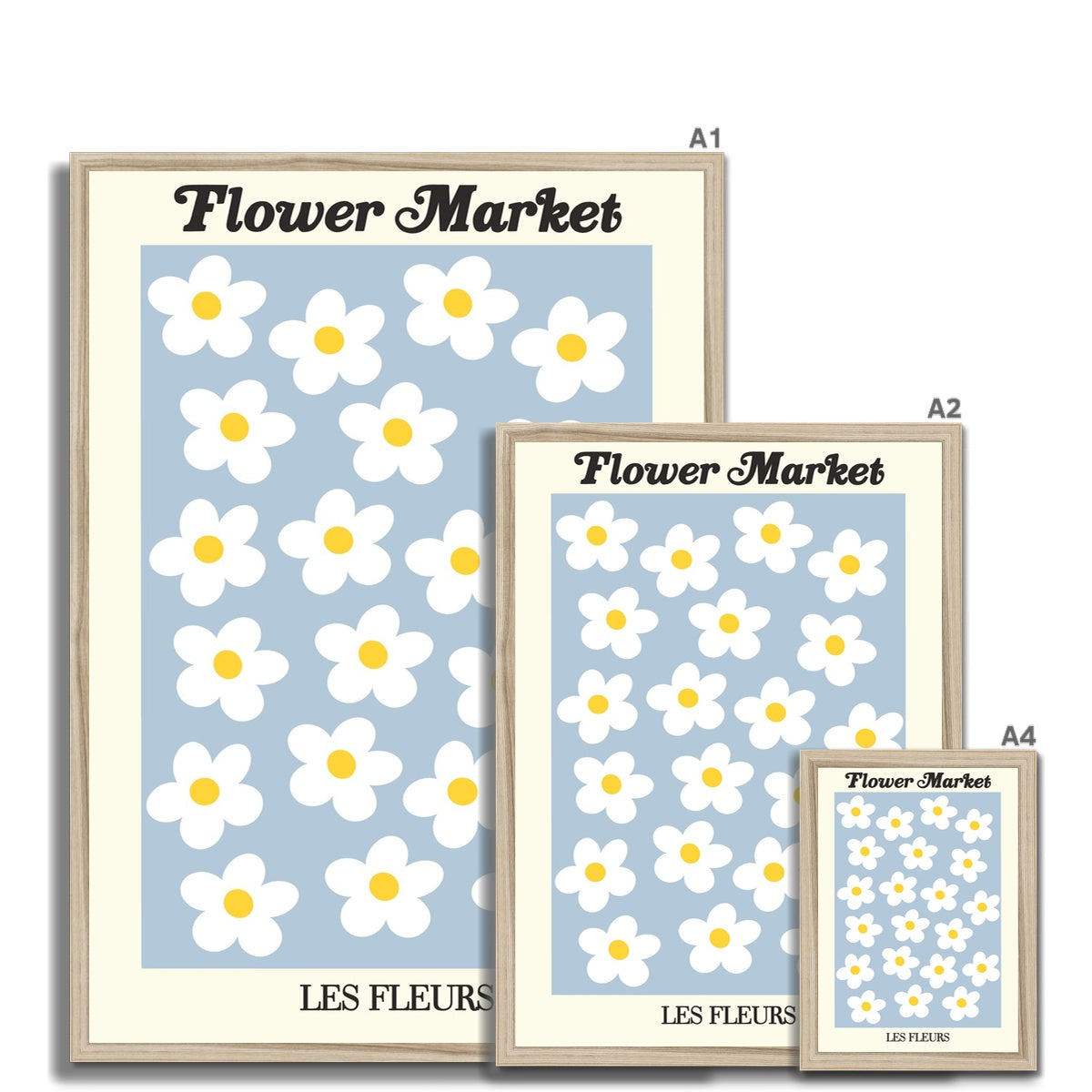 © les muses / Our Flower Market / Les Fleurs collection features wall art with a vibrant daisy design under original hand drawn typography. Danish pastel posters full of daisies to brighten up any gallery wall.
