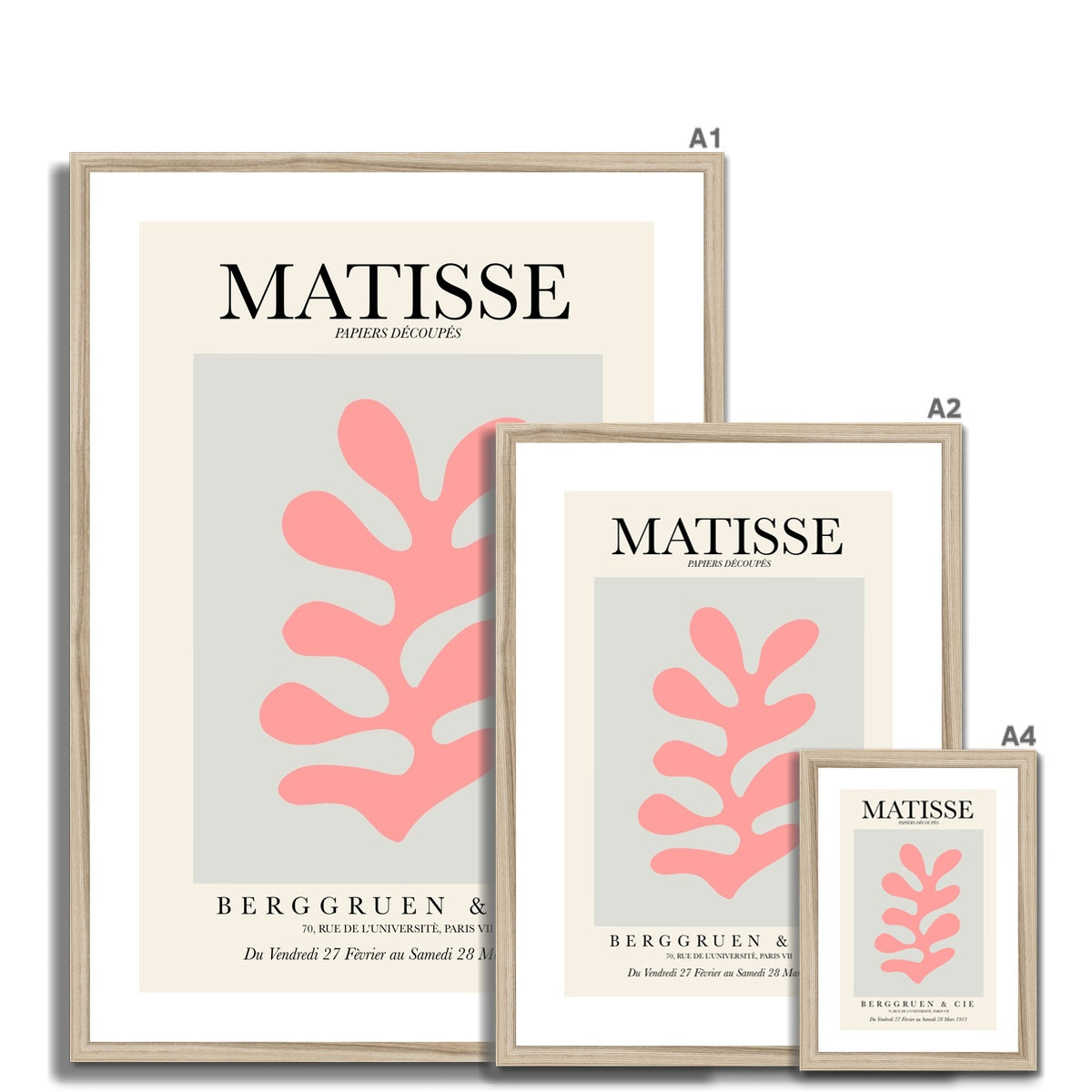 © les muses / Matisse wall art prints featuring flora cut outs or "Papiers Découpés" in a danish pastel style. Matisse exhibition posters with paper cut-outs. Berggruen & Cie museum prints for your gallery wall.