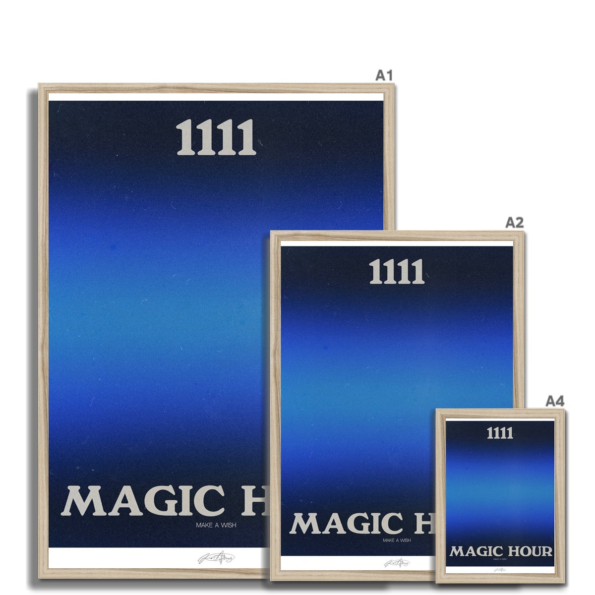 An angel number art print with a gradient aura. Add a touch of angel energy to your walls with a angel number auras. The perfect wall art posters to create a soft and dreamy aesthetic with your apartment or dorm decor. 1111 Magic Hour: Make A Wish.