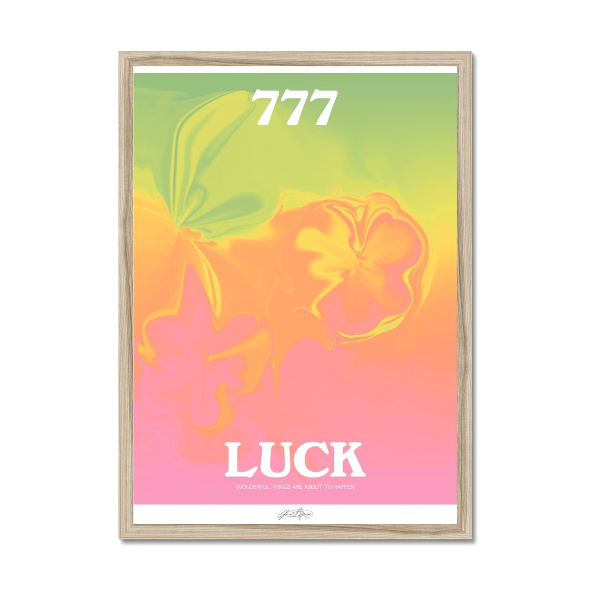 An angel number art print with a gradient aura. Add a touch of angel energy to your walls with a angel number auras. The perfect wall art posters to create a soft and dreamy aesthetic with your apartment or dorm decor. 777 Luck: Wonderful Things Are About To Happen