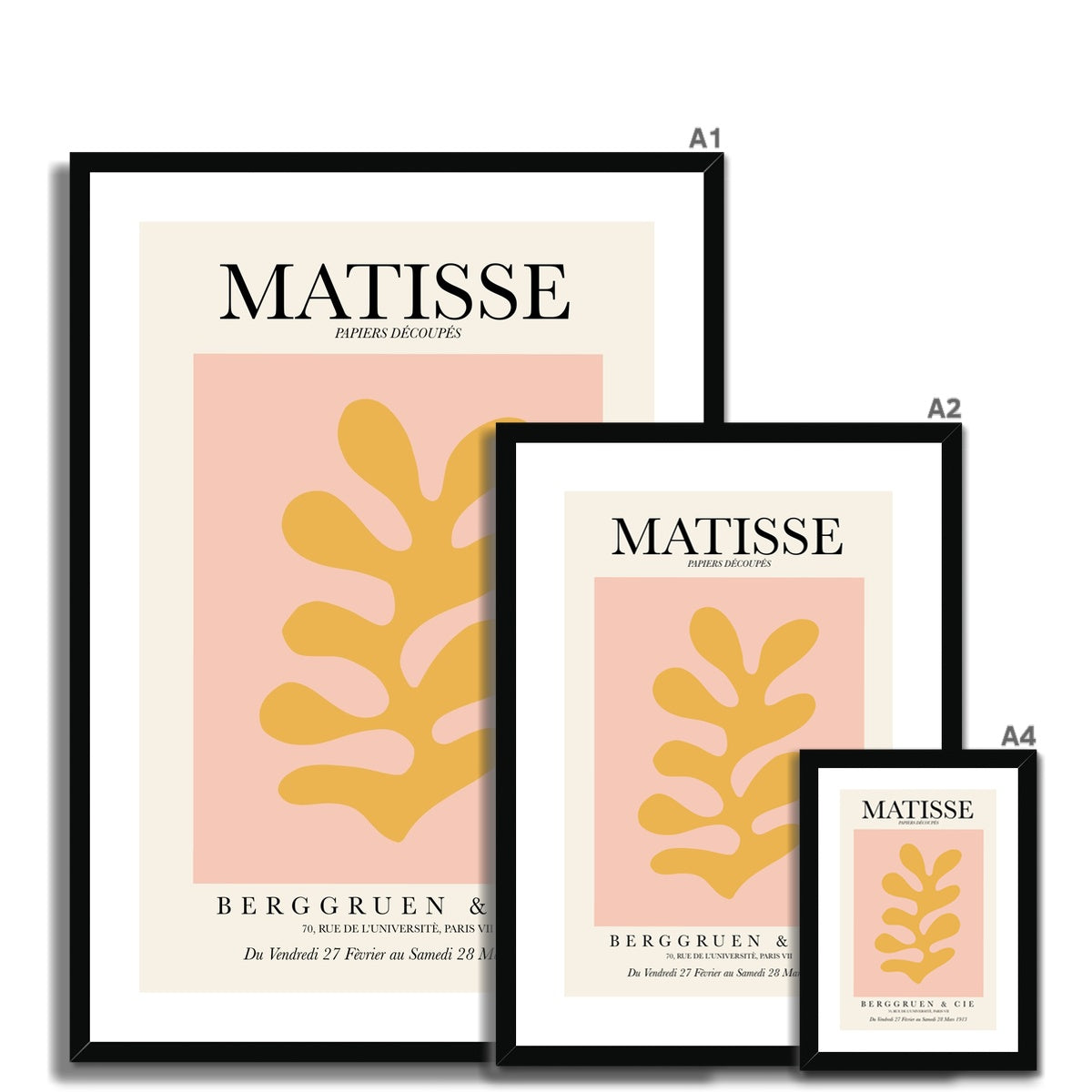 © les muses / Matisse wall art prints featuring flora cut outs or "Papiers Découpés" in a danish pastel style. Matisse exhibition posters with paper cut-outs. Berggruen & Cie museum prints for your gallery wall.