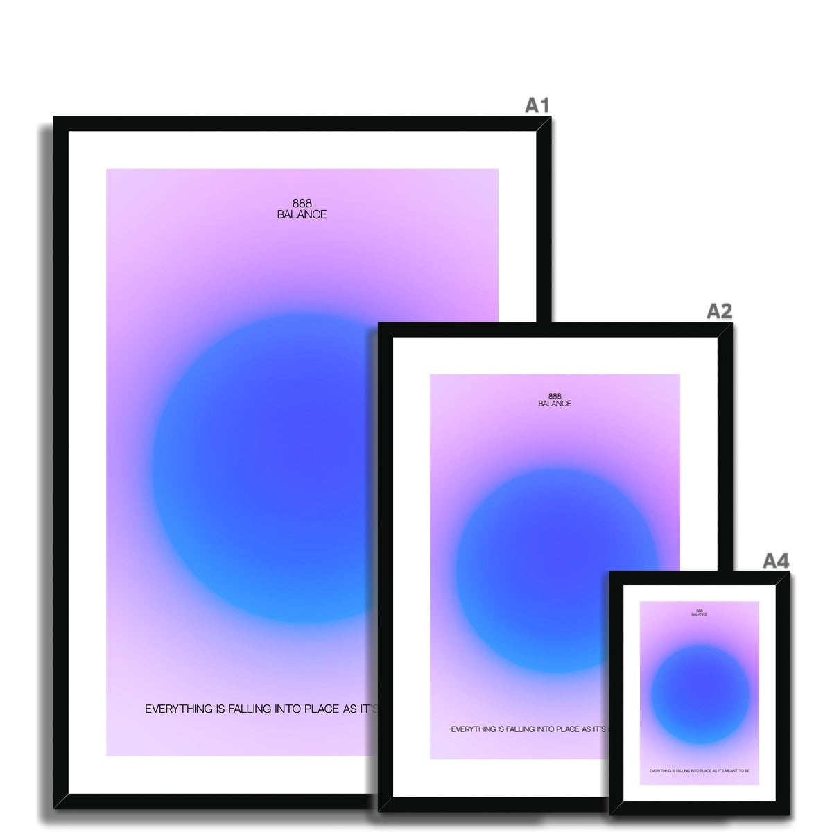 An angel number art print with a gradient aura. Add a touch of angel energy to your walls with a angel number auras. The perfect wall art posters to create a soft and dreamy aesthetic with your apartment or dorm decor. 888 Balance: Everything Is Falling Into Place As It’s Meant To Be.