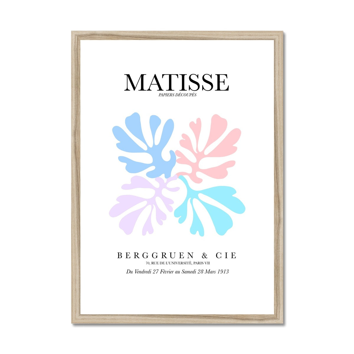 © les muses / Matisse wall art prints featuring flora cut outs or "Papiers Découpés" in a danish pastel style. Matisse exhibition posters with paper cut-outs. Berggruen & Cie museum prints for your gallery wall.