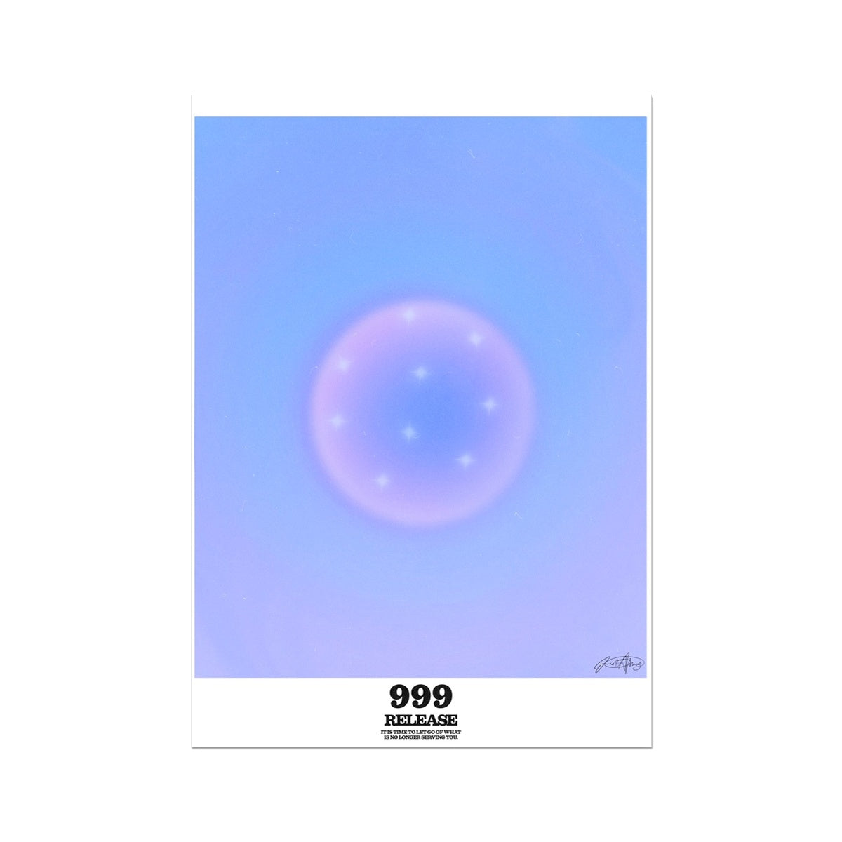 An angel number art print with a gradient aura. Add a touch of angel energy to your walls with a angel number auras. The perfect wall art posters to create a soft and dreamy aesthetic with your apartment or dorm decor. 999 Release: It’s Time To Let Go Of What’s No Longer Serving You.