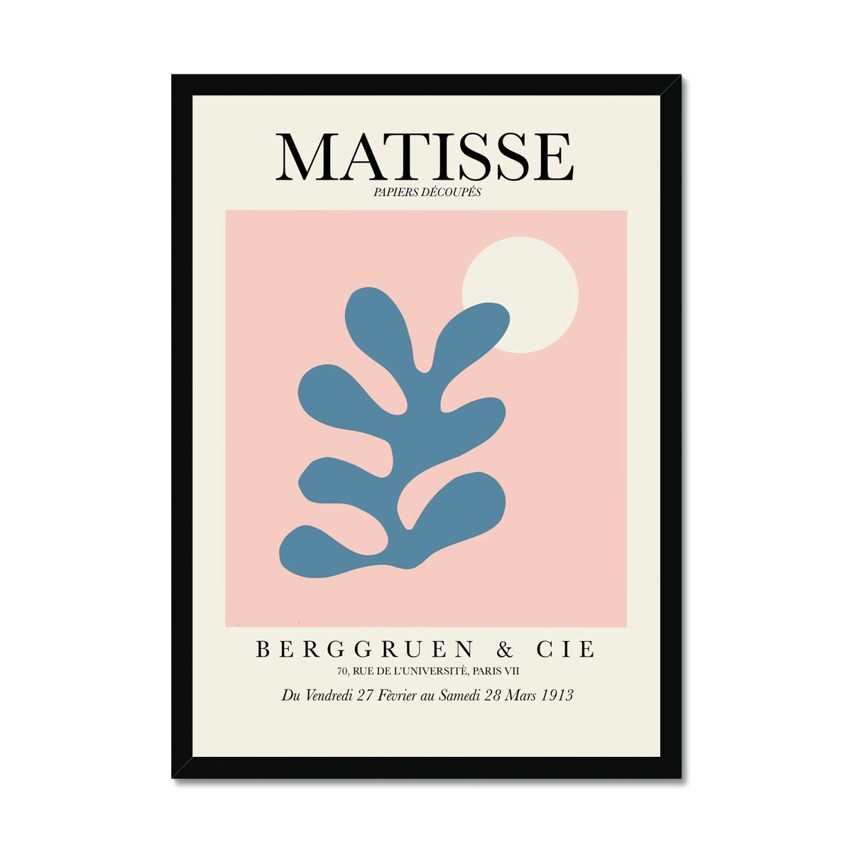 © les muses / Matisse wall art prints featuring flora cut outs or "Papiers Découpés" in a danish pastel style. Matisse exhibition posters with paper cut-outs. Berggruen & Cie museum prints for your gallery wall.