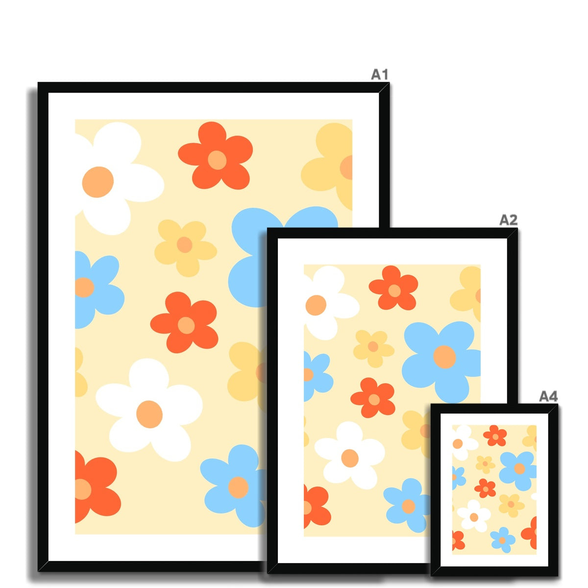 © les muses / Our Flower Market / Danish pastel art prints full of colorful daisy flowers. An aesthetic flower design also available in our Flower Market / Daisy collection. Trendy retro flower posters that make cute wall art for apartment and dorm decor. 
