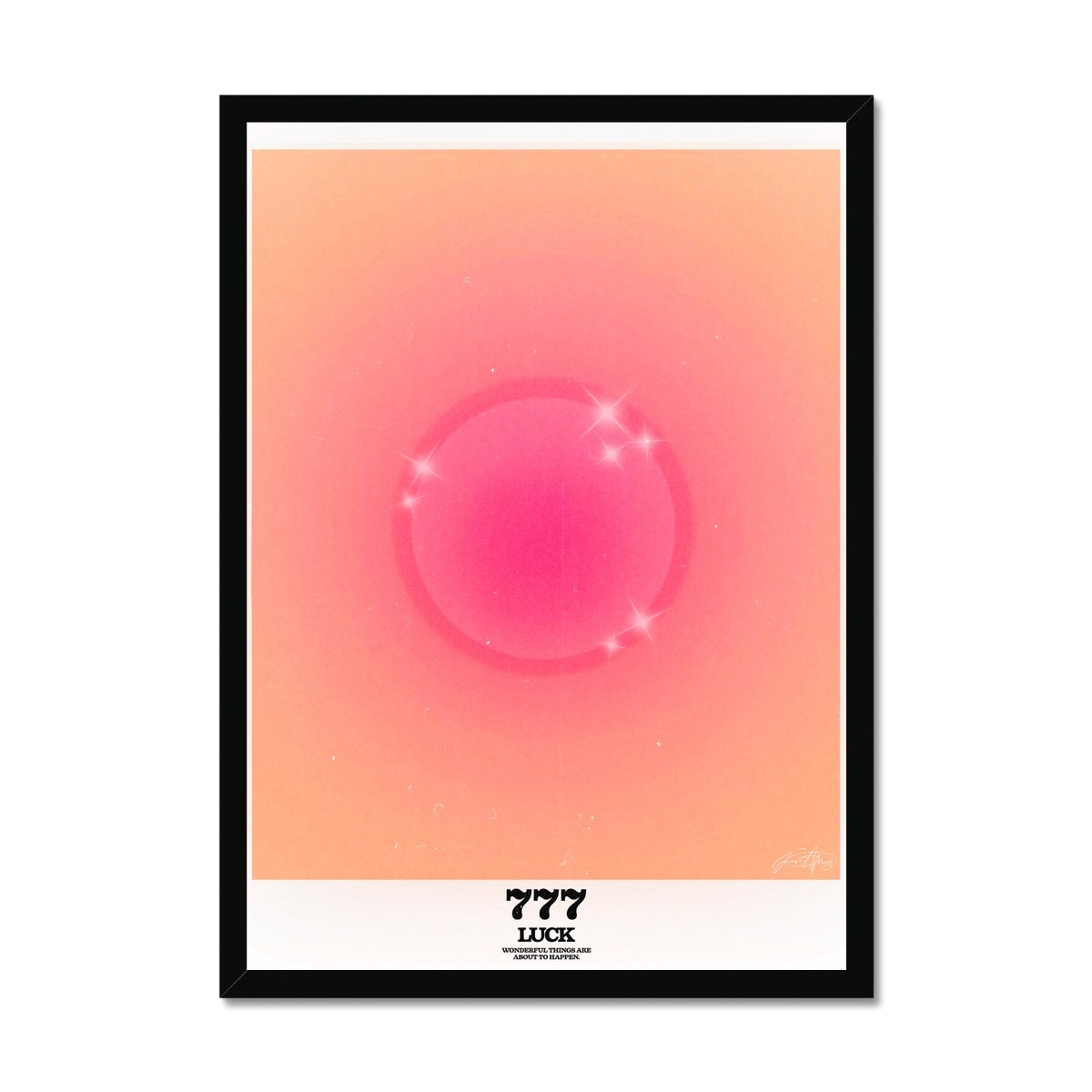 An angel number art print with a gradient aura. Add a touch of angel energy to your walls with a angel number auras. The perfect wall art posters to create a soft and dreamy aesthetic with your apartment or dorm decor. 777 Luck: Wonderful Things Are About To Happen