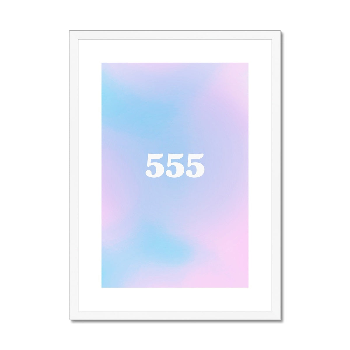 An angel number art print with a gradient aura. Add a touch of angel energy to your walls with a angel number auras. The perfect wall art posters to create a soft and dreamy aesthetic with your apartment or dorm decor. 555 Change: Something New Is Coming.