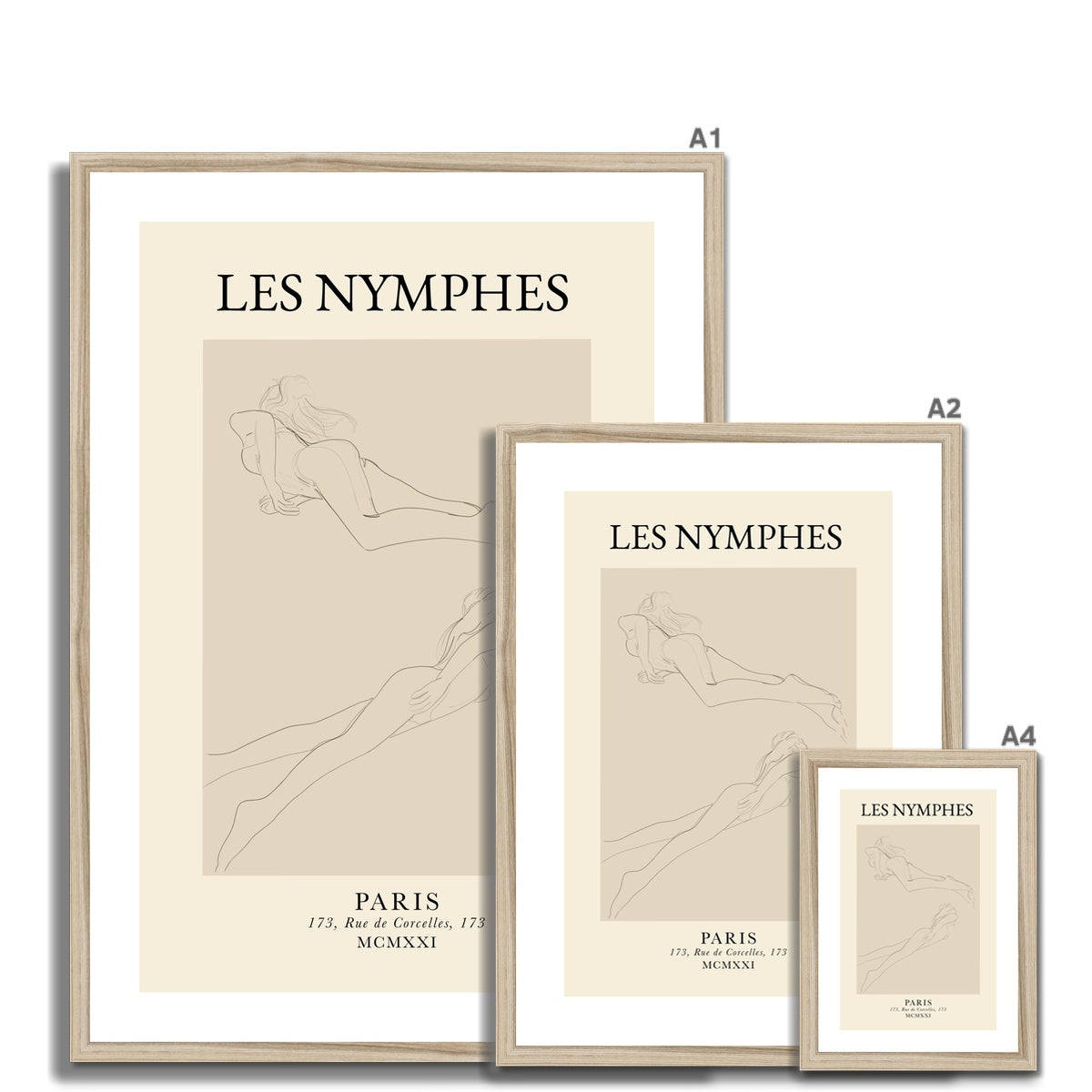 © les muses / Les Nymphes is a dreamy wall art collection featuring line art drawings of the female figure. The minimalist feminine art prints add a vintage Parisian touch to any wall gallery.