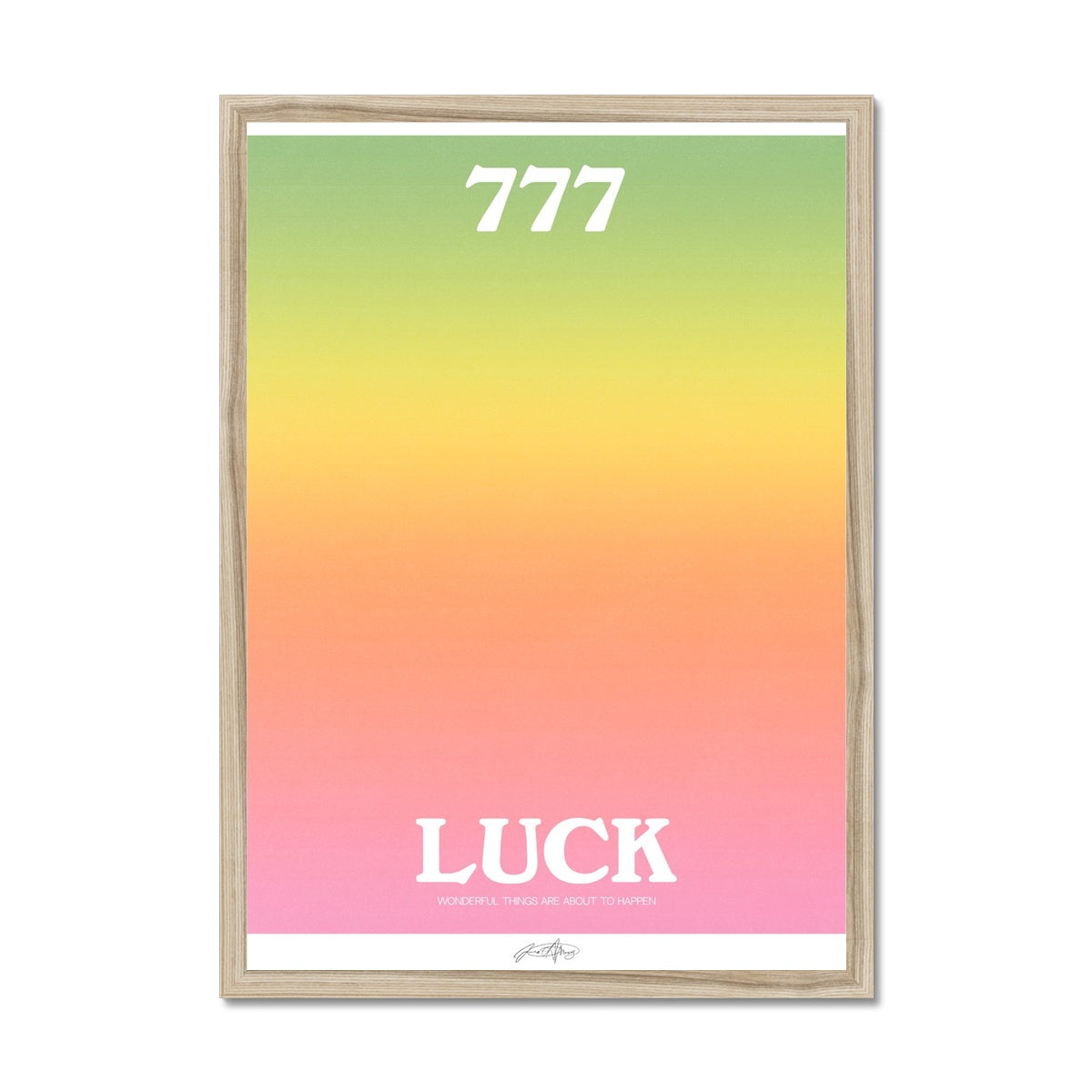 An angel number art print with a gradient aura. Add a touch of angel energy to your walls with a angel number auras. The perfect wall art posters to create a soft and dreamy aesthetic with your apartment or dorm decor. 777 Luck: Wonderful Things Are About To Happen