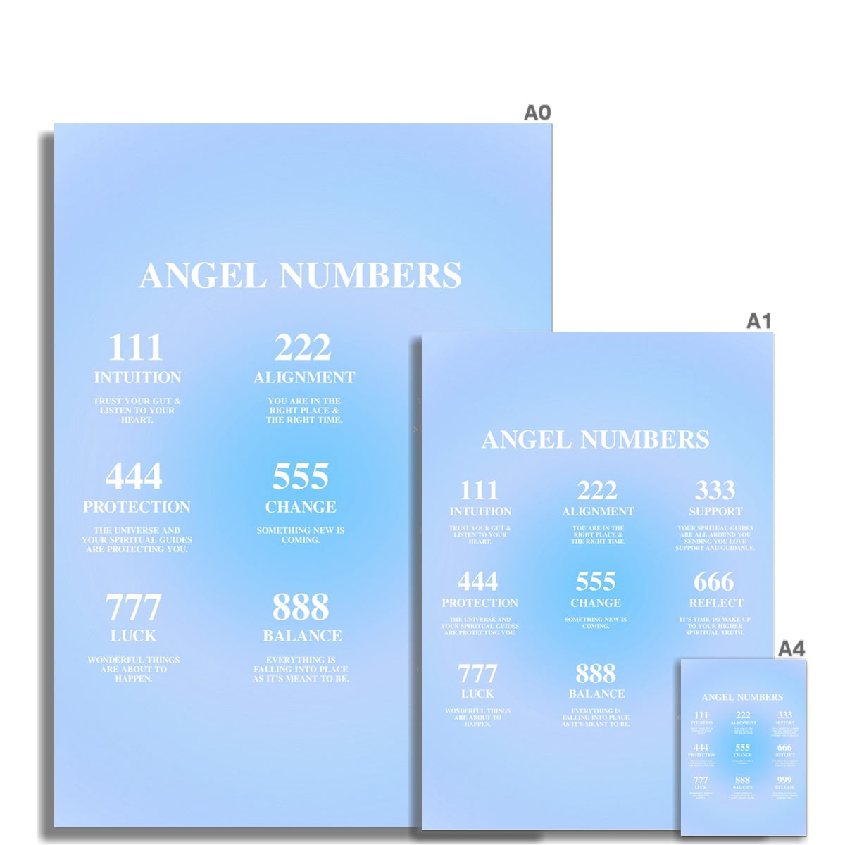 An angel number art print with a gradient aura. Add a touch of angel energy to your walls with a angel number auras. The perfect wall art posters to create a soft and dreamy aesthetic with your apartment or dorm decor.