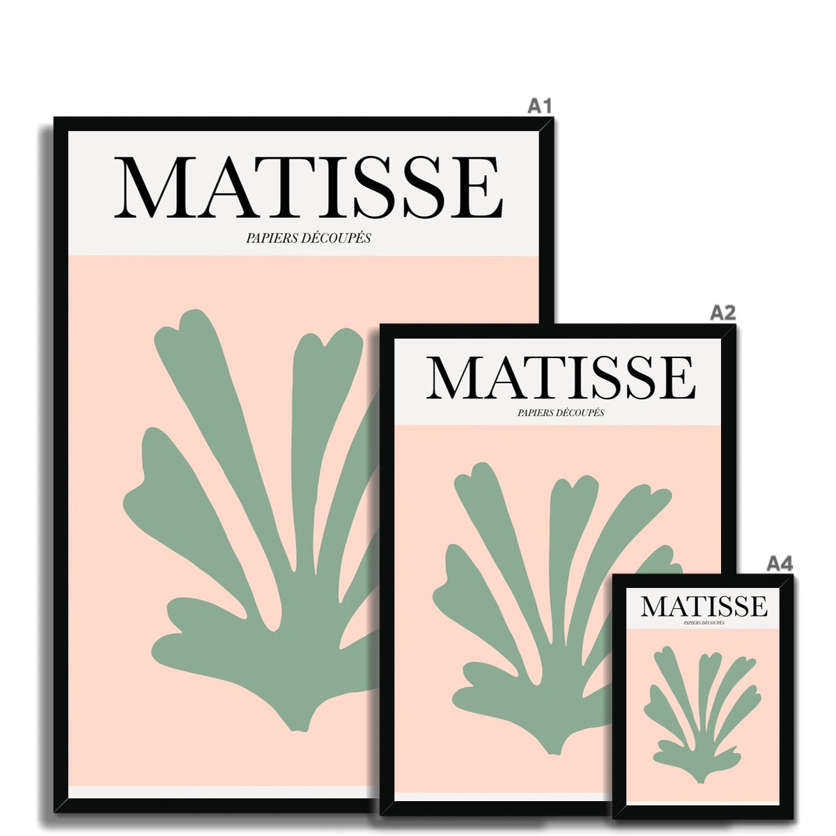 © les muses / Matisse wall art prints featuring flora cut outs or "Papiers Découpés" in a danish pastel style. Matisse exhibition posters with paper cut-outs. Berggruen & Cie museum prints for your gallery wall.