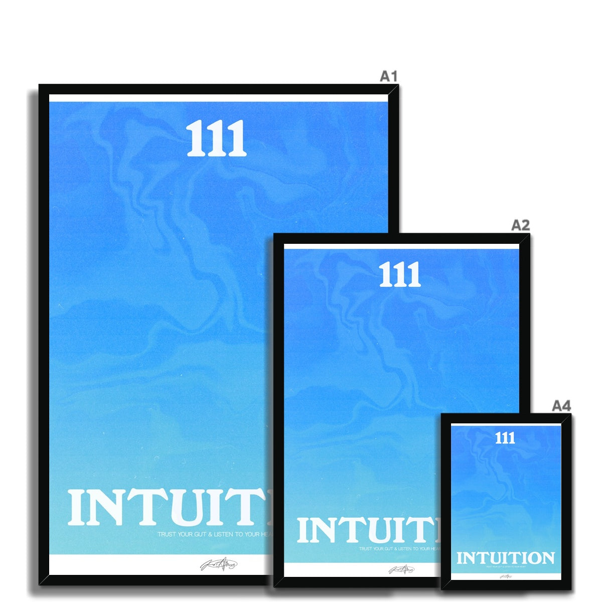 An angel number art print with a gradient aura. Add a touch of angel energy to your walls with a angel number auras. The perfect wall art posters to create a soft and dreamy aesthetic with your apartment or dorm decor. 111 Intuition: Trust Your Gut & Listen To Your Heart