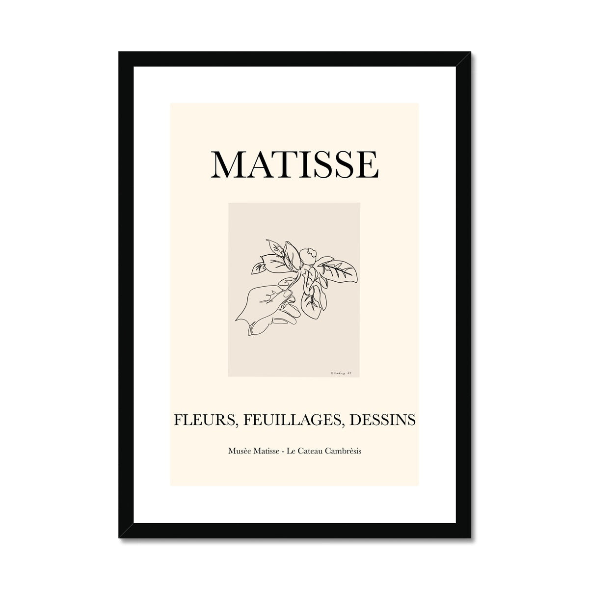 © les muses / Matisse wall art print featuring minimal flower line art called fleurs. A part of our flora cut out collection that contains Matisse exhibition posters with paper cut-outs and Berggruen & Cie museum prints for your gallery wall.