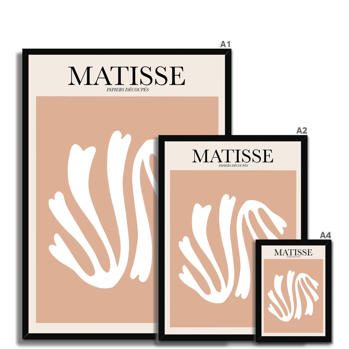 © les muses / Matisse wall art prints featuring flora cut outs or "Papiers Découpés" in a danish pastel style. Matisse exhibition posters with paper cut-outs. Berggruen & Cie museum prints for your gallery wall.